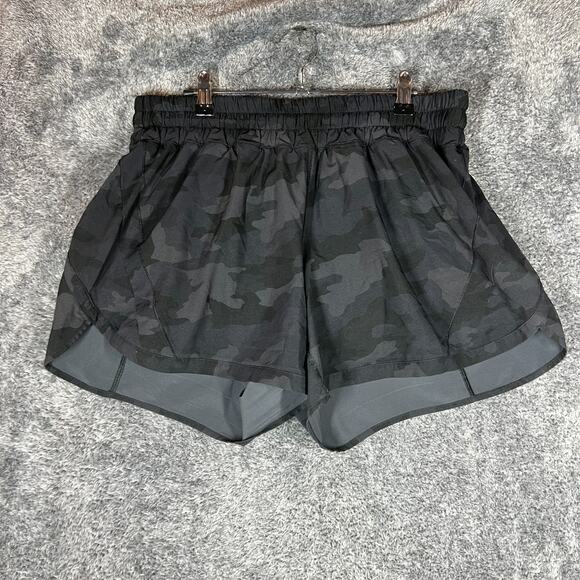 Lululemon Track That Mid-Rise Short 5" Size 12 Camo Black Athletic Yoga Gym - Picture 1 of 8
